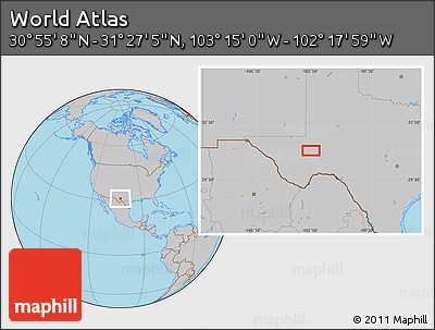 Gray Location Map of the Area around 31° 11' 6" N, 102° 46' 30" W