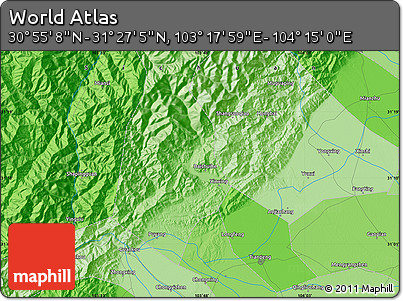 Political Map of the Area around 31° 11' 6" N, 103° 46' 30" E