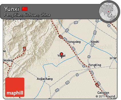 Shaded Relief Map of Yunxi
