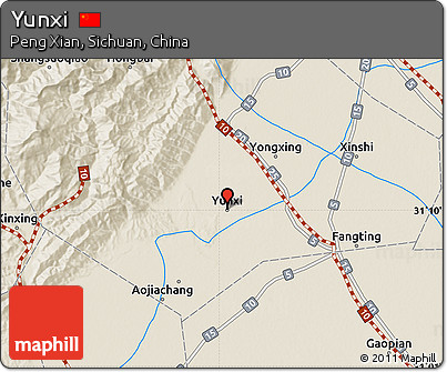 Shaded Relief Map of Yunxi