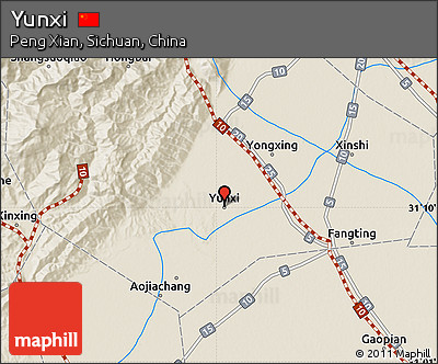 Shaded Relief Map of Yunxi