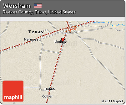 Shaded Relief 3D Map of Worsham