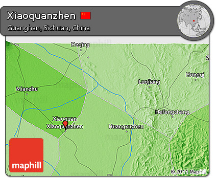 Political 3D Map of Xiaoquanzhen