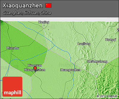 Political 3D Map of Xiaoquanzhen