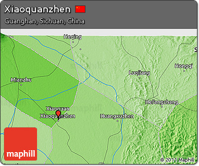 Political 3D Map of Xiaoquanzhen