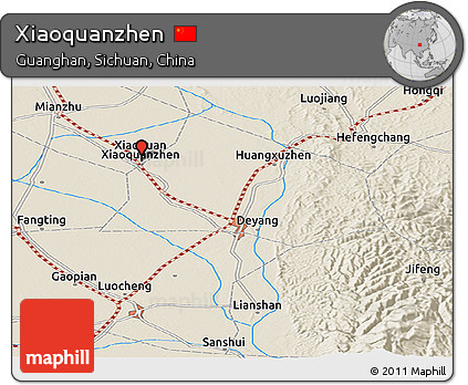 Shaded Relief Panoramic Map of Xiaoquanzhen
