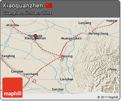 Shaded Relief Panoramic Map of Xiaoquanzhen
