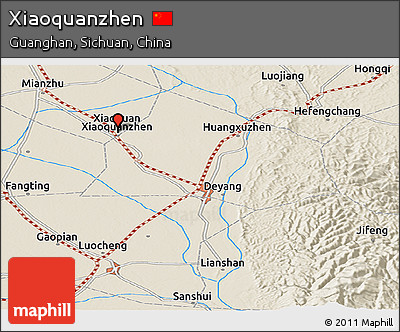 Shaded Relief Panoramic Map of Xiaoquanzhen