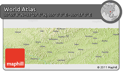 Physical Panoramic Map of the Area around 31° 11' 6" N, 105° 28' 29" E