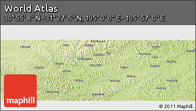 Physical Panoramic Map of the Area around 31° 11' 6" N, 105° 28' 29" E