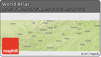 Physical Panoramic Map of the Area around 31° 11' 6" N, 105° 28' 29" E