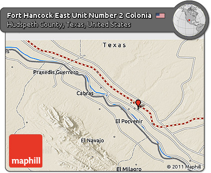 Shaded Relief 3D Map of Fort Hancock East Unit Number 2 Colonia