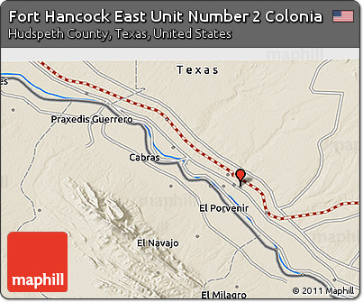 Shaded Relief 3D Map of Fort Hancock East Unit Number 2 Colonia