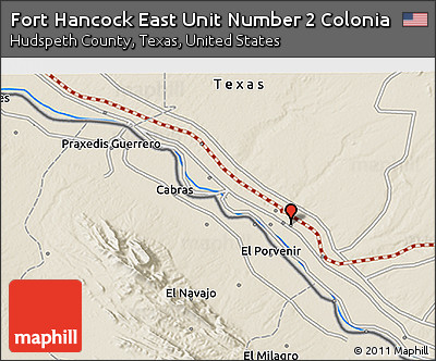 Shaded Relief 3D Map of Fort Hancock East Unit Number 2 Colonia