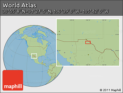 Savanna Style Location Map of the Area around 31° 11' 6" N, 106° 10' 30" W