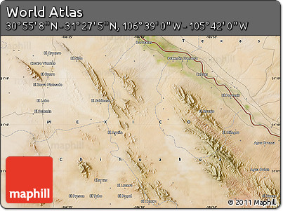 Satellite Map of the Area around 31° 11' 6" N, 106° 10' 30" W