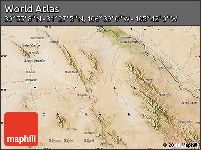 Satellite Map of the Area around 31° 11' 6" N, 106° 10' 30" W