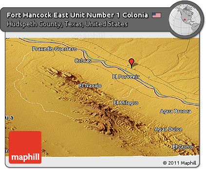 Physical Panoramic Map of Fort Hancock East Unit Number 1 Colonia