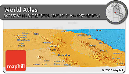 Political Panoramic Map of the Area around 31° 11' 6" N, 106° 10' 30" W