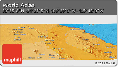 Political Panoramic Map of the Area around 31° 11' 6" N, 106° 10' 30" W