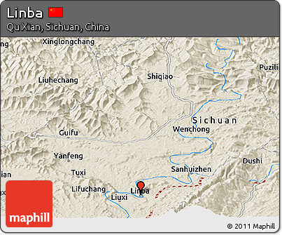 Shaded Relief Panoramic Map of Linba