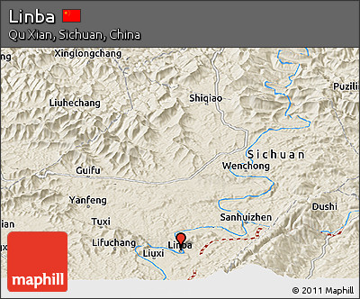Shaded Relief Panoramic Map of Linba