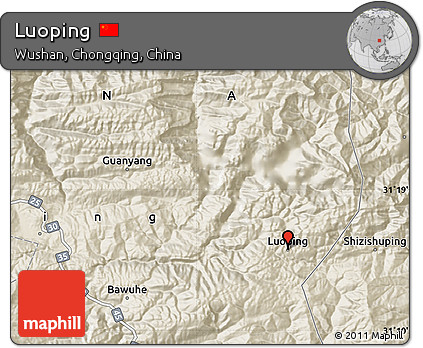 Shaded Relief Map of Luoping