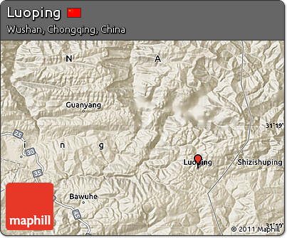 Shaded Relief Map of Luoping
