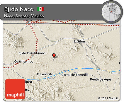 Shaded Relief 3D Map of Ejido Naco