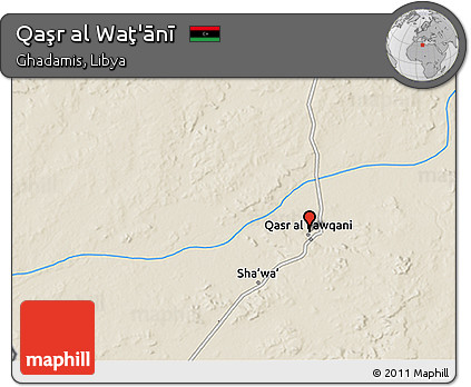 Shaded Relief 3D Map of Qaşr Al Waţ'ānī