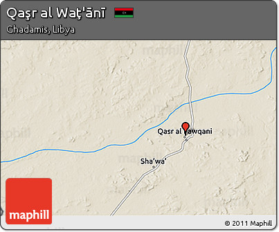 Shaded Relief 3D Map of Qaşr Al Waţ'ānī