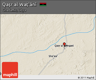 Shaded Relief 3D Map of Qaşr Al Waţ'ānī