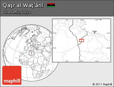 Blank Location Map of Qaşr Al Waţ'ānī