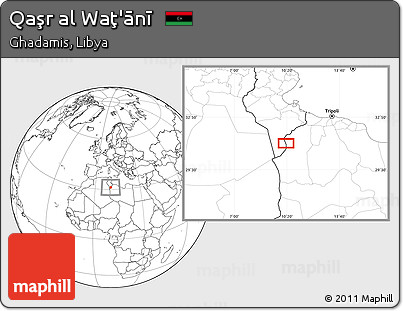 Blank Location Map of Qaşr Al Waţ'ānī