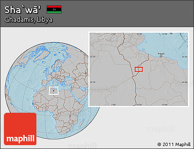 Gray Location Map of Sha`wā', hill shading