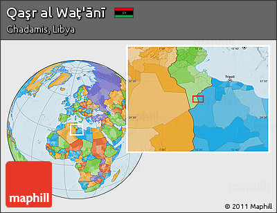 Political Location Map of Qaşr Al Waţ'ānī