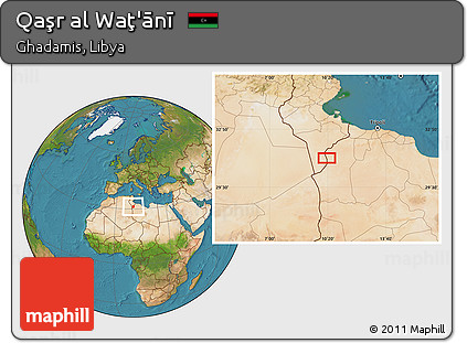 Satellite Location Map of Qaşr Al Waţ'ānī