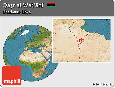 Satellite Location Map of Qaşr Al Waţ'ānī