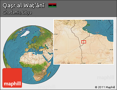 Satellite Location Map of Qaşr Al Waţ'ānī