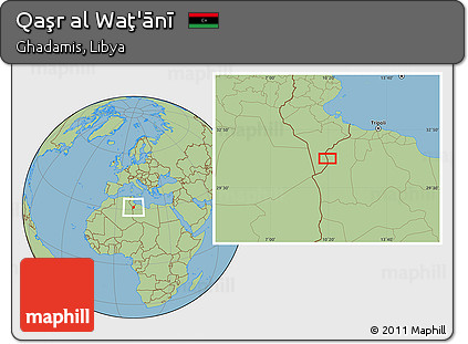 Savanna Style Location Map of Qaşr Al Waţ'ānī