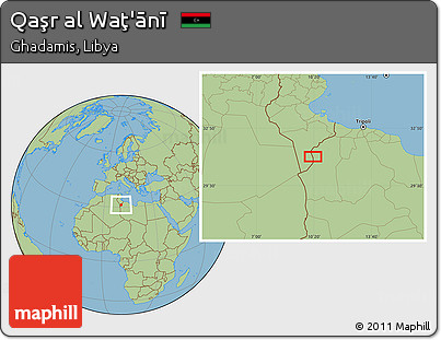 Savanna Style Location Map of Qaşr Al Waţ'ānī