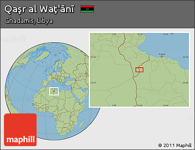 Savanna Style Location Map of Qaşr Al Waţ'ānī