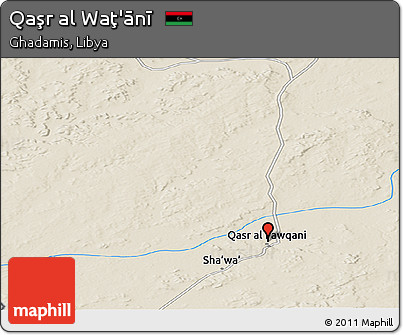 Shaded Relief Panoramic Map of Qaşr Al Waţ'ānī