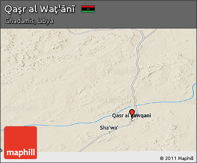 Shaded Relief Panoramic Map of Qaşr Al Waţ'ānī