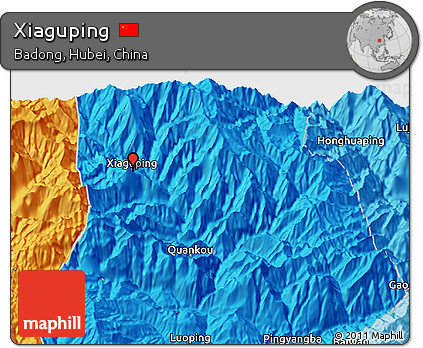 Political 3D Map of Xiaguping