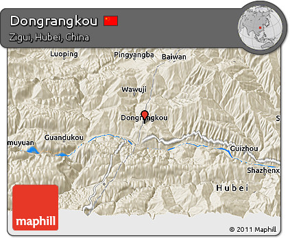 Shaded Relief 3D Map of Dongrangkou