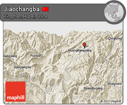 Shaded Relief 3D Map of Jiaochangba
