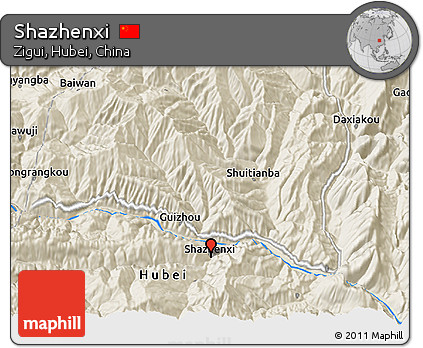 Shaded Relief 3D Map of Shazhenxi