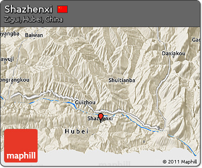 Shaded Relief 3D Map of Shazhenxi