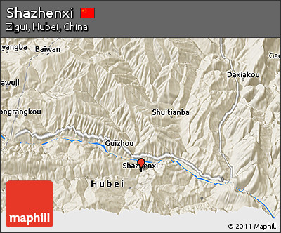 Shaded Relief 3D Map of Shazhenxi